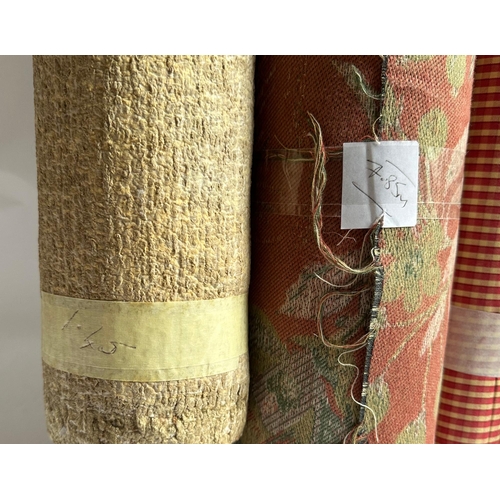 164 - A quantity of upholsterers remnant fabric rolls, various makes, designs and quantities, together wit... 