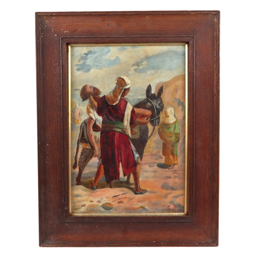 174 - Early 20th century Middle Eastern School - A Bedouin Figure in a Landscape - gouache; together with ... 