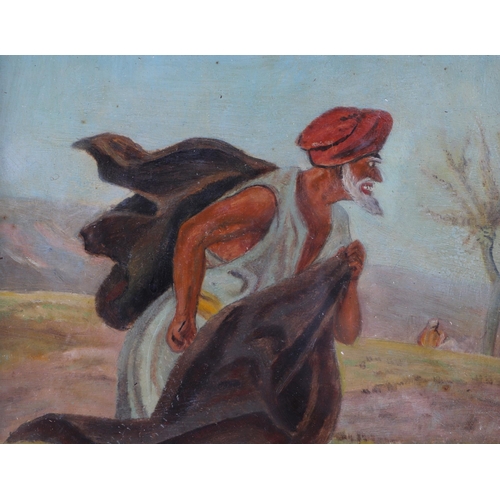 174 - Early 20th century Middle Eastern School - A Bedouin Figure in a Landscape - gouache; together with ... 