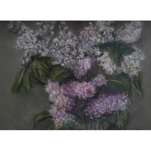 231 - MaClain- Burrow (modern British) - Lilac - pastel, framed & glazed, 31 by 39cms.