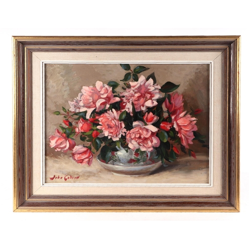 232 - John Codner RWA (1913-2008)- Still life of flowers- Number 6 Albertine- oil on board, signed lower l... 