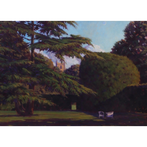 240 - Tony Peart (modern British) - Sunday Evening - landscape, oil and wax on canvas, signed and tilted t... 