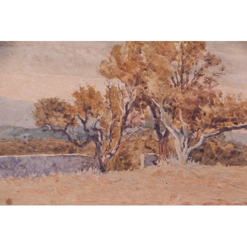 259 - Edwin Bale (1842- 1923), landscape scene, signed lower right corner, watercolour, 24 by 12cm.