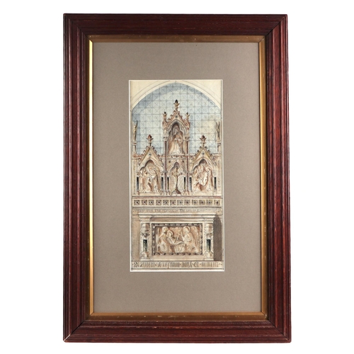 270 - 19th century English school - Study of a Church Alter - watercolour, 17 by 23cms, framed & glazed.