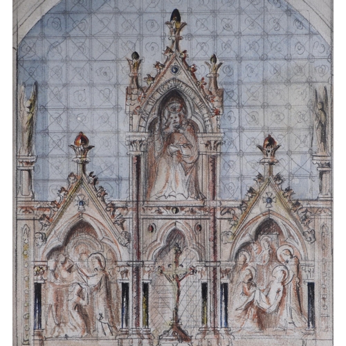 270 - 19th century English school - Study of a Church Alter - watercolour, 17 by 23cms, framed & glazed.