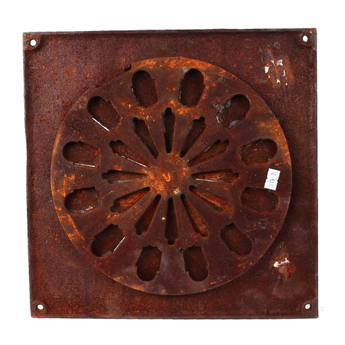 30 - A bronzed cast iron ventilation / wall vent, 31cm square.