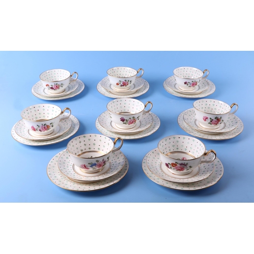 305 - An early 19th century 40 piece porcelain tea set, with hand painted floral decoration, possibly Coal... 