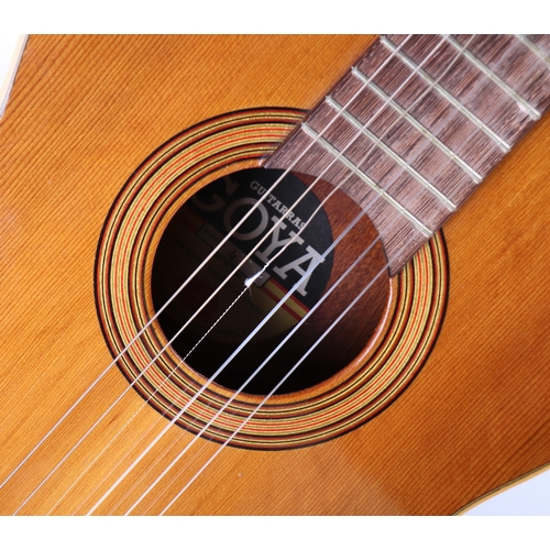 358 - A Goya model 4 Spanish acoustic guitar, in a soft carry case.