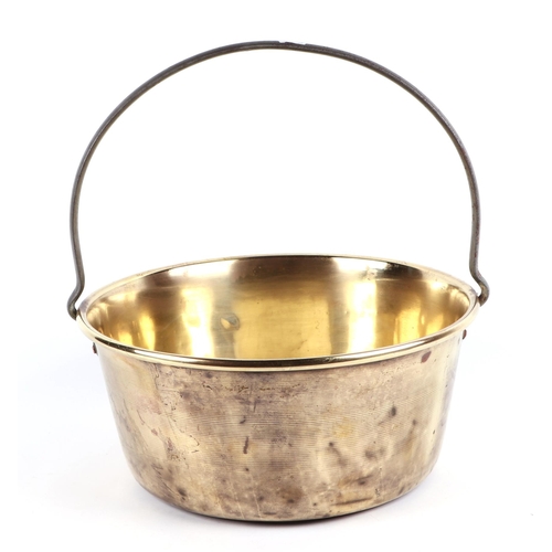 369 - A polished brass preserve pan, 37cm diameter.