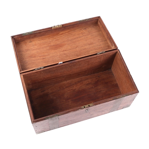 376 - A brass bound teak box, 36cm wide.