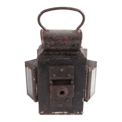 382 - A J & R Oldfield Dependants Oil / Paraffin lamp with red lens as used on early 20th century car and ... 