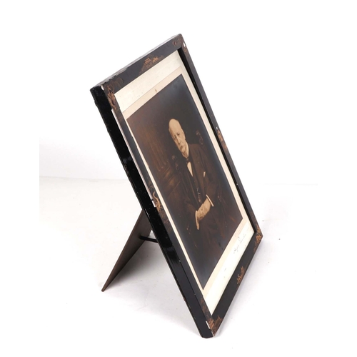 390 - A Chinese chinoiserie and black lacquer rectangular strut photo frame, 30 by 40cm.