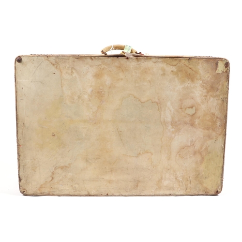 409 - An early 20th century Vellum suitcase, 80cm wide.