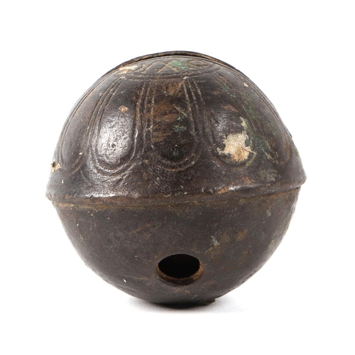 419 - An 18th century crotal bell, with the initials RRW (Robert Wells Foundry), 6cm diameter.