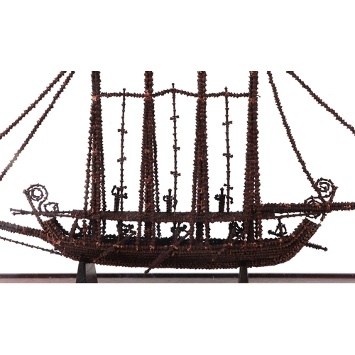 428 - Spice Trade interest – a Moluccas Spice Islands model of a two-masted European sailing ship made fro... 