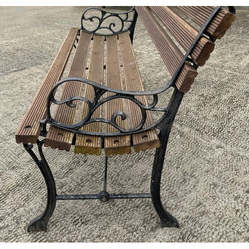 43 - A garden bench with cast bench ends, 120cm wide.