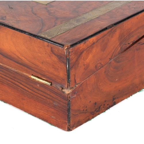 440 - A 19th century walnut writing slope with brass banding and fitted interior, 30cm wide; together with... 