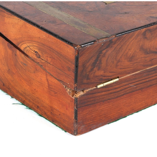 440 - A 19th century walnut writing slope with brass banding and fitted interior, 30cm wide; together with... 