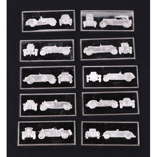 477 - A group of Briggs Cunningham automotive museum, silver, classic car ingots, 208g (10)