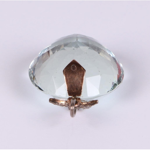 509 - A Victorian aquamarine and diamond pendant, approx 2cm diameter, with associated Mallory & Sons box.