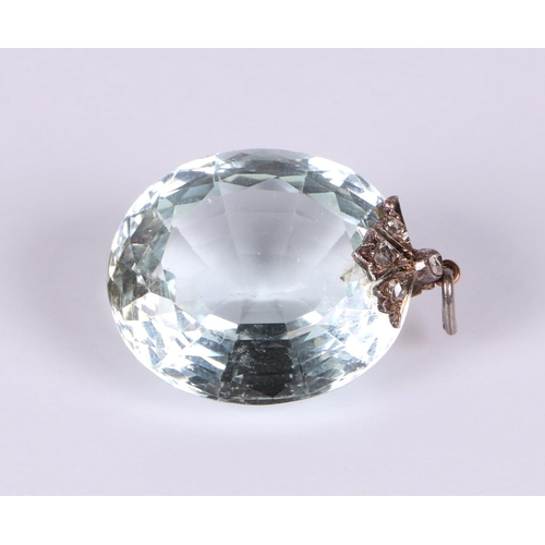 509 - A Victorian aquamarine and diamond pendant, approx 2cm diameter, with associated Mallory & Sons box.