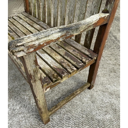 55 - A slatted wooden garden bench, 124cm wide.