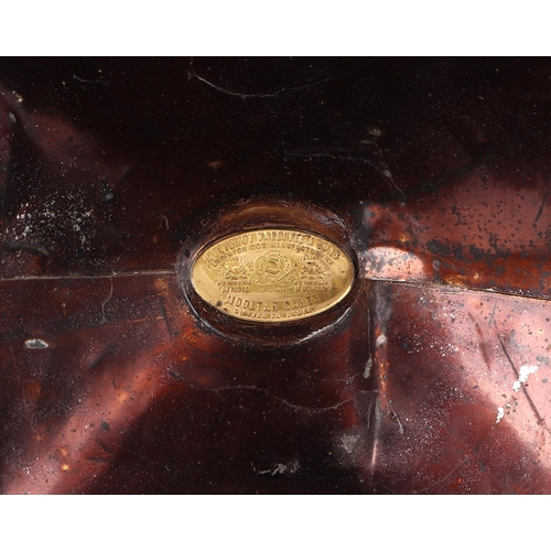 78 - A 19th century military tin hat box with inner collar box, the cover sign written 