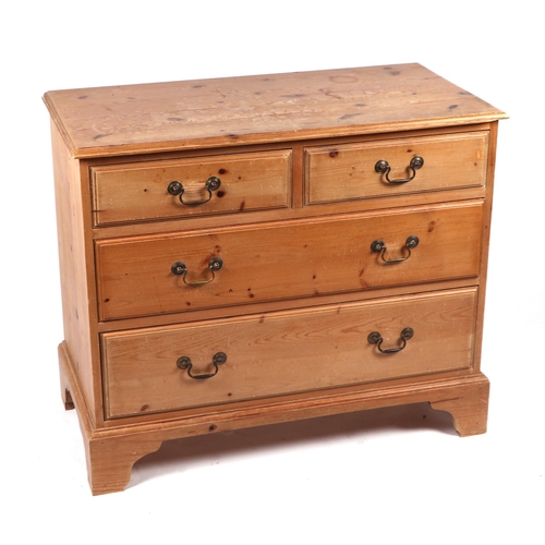 814 - A modern pine chest of two short and two long drawers, on bracket feet, 90cm wide