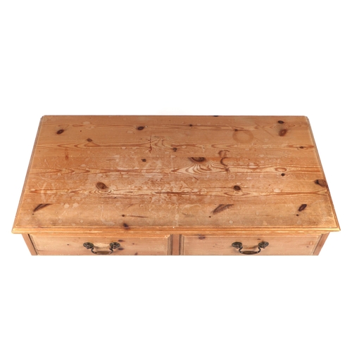 814 - A modern pine chest of two short and two long drawers, on bracket feet, 90cm wide