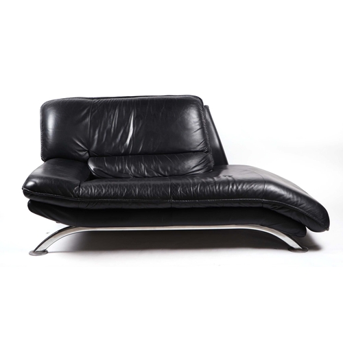 833 - A modern design black leather daybed, 175cm wide.