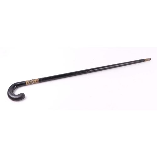 85 - An early 20th century Indian ebonised sword stick, 92cm long, blade length 65cm.