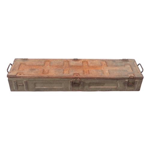 94 - A WWII metal carry case to hold 3.7inch Anti Aircraft shells. In raised relief on the lid it reads: ... 