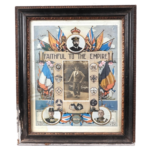 97 - A WWI Faithful to the Empire certificate in its period frame. Having a photograph to the centre and ... 