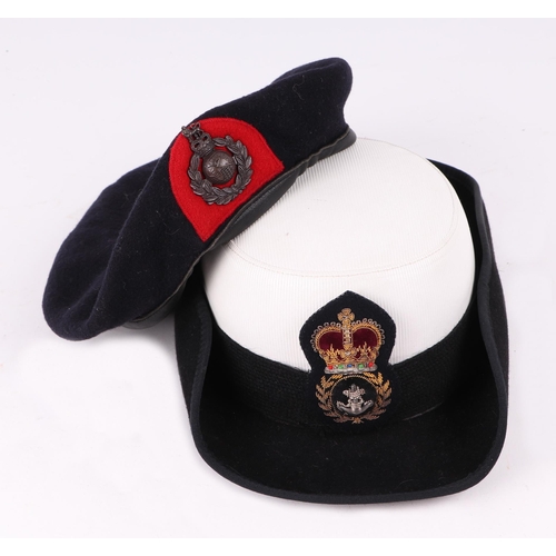 98 - Royal Navy WRNS (Wrens) cap by Vero & Everitt Ltd, size 54 and Royal Marines beret with NATO stock n... 