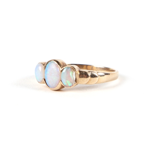 514 - A 14ct gold opal dress ring, approx UK size M, 1.8g, a 9ct five stone opal ring, approx UK size P, 3... 