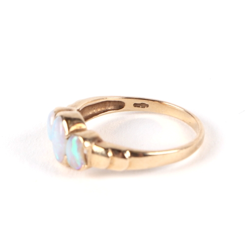 514 - A 14ct gold opal dress ring, approx UK size M, 1.8g, a 9ct five stone opal ring, approx UK size P, 3... 