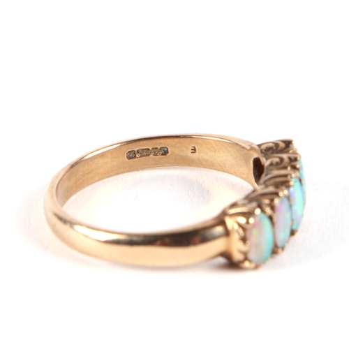 514 - A 14ct gold opal dress ring, approx UK size M, 1.8g, a 9ct five stone opal ring, approx UK size P, 3... 