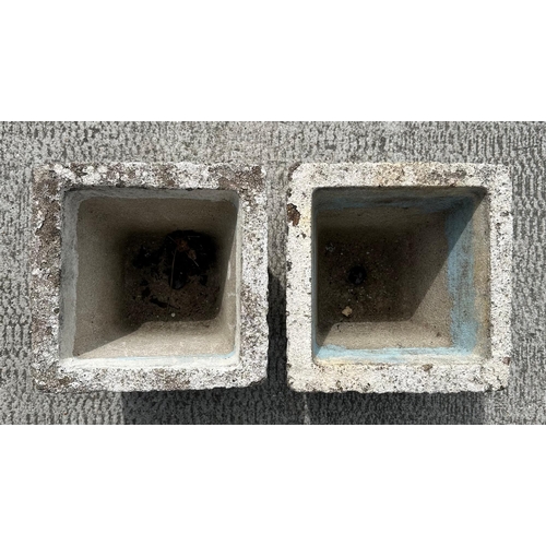 10 - A pair of reconstituted stone rectangular planters, 25cm wide, (2).