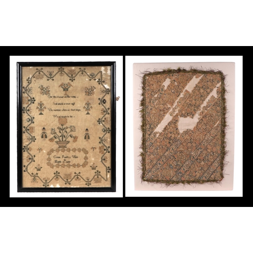 128 - A George IV sampler with verse and figures within a meandering boarder, by Grace Routh (March 11th 1... 