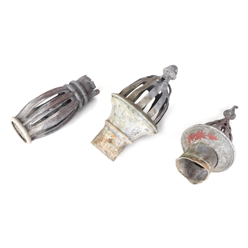 13 - Three 19th century lead roof cowl finials, each approx 39 cm high (3).