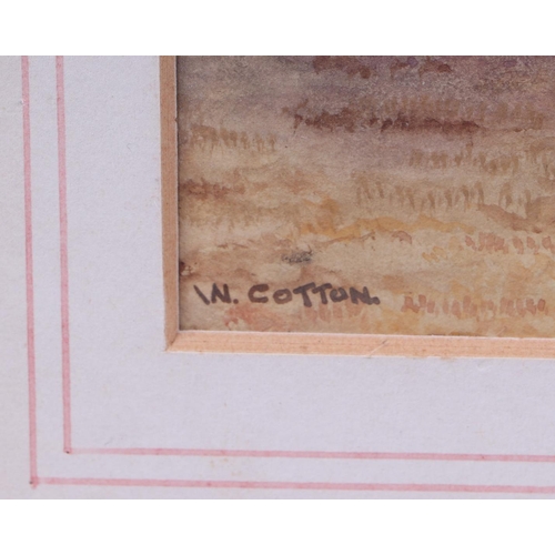 139 - W Cotton (English School), rural landscape with corn stooks in the foreground, watercolour, singed l... 