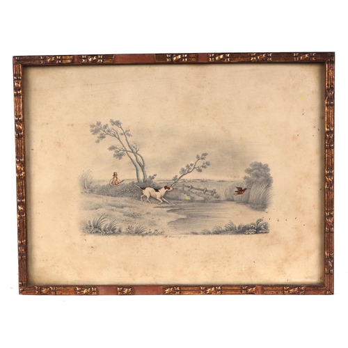 146 - E Fenning (19th Century British School), Hunting interest; a dog flushing a woodcock, watercolour an... 