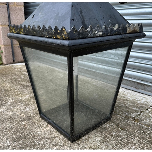 15 - A Victorian style cast aluminium pub lantern, mounted on a wall bracket, approx 80cm high.