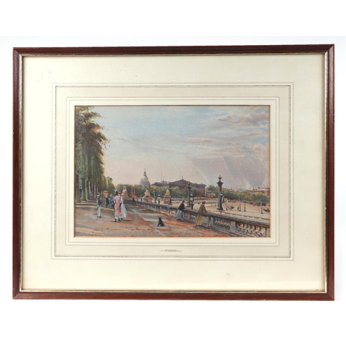 158 - Continental school, Parisian Boulevard scene, insistently signed lower left corner, watercolour, fra... 