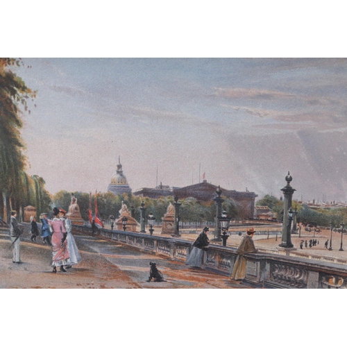 158 - Continental school, Parisian Boulevard scene, insistently signed lower left corner, watercolour, fra... 