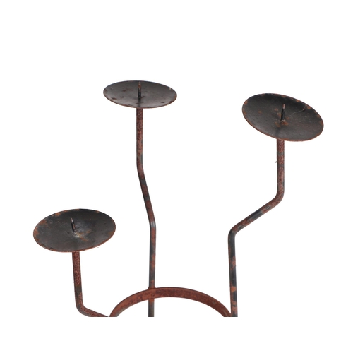 31 - A group of five circular well weathered metal garden flower supports, three 91cm high, two 61cm high... 