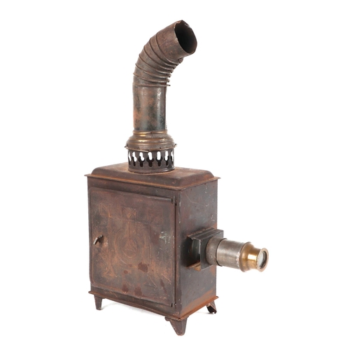 372 - A late Victorian/Edwardian magic lantern with approx 60 glass magic lantern slides.