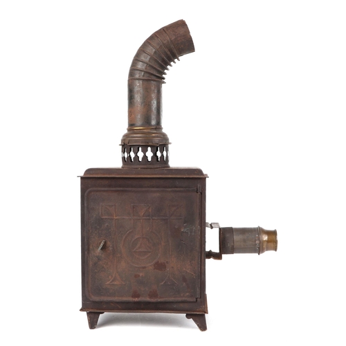 372 - A late Victorian/Edwardian magic lantern with approx 60 glass magic lantern slides.