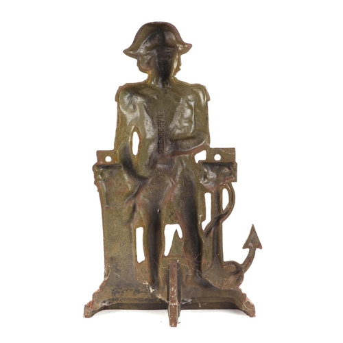 383 - A cast iron door stop in the form of Lord Nelson, 49cm high.
