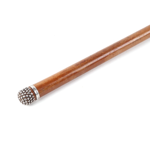 389 - A silver mounted Malacca walking cane inscribed A.R.U Corbett Royal Colonial Institute, London 1918,... 